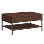 Two-Tone Lift-Top Coffee Table with Storage - Wood Grain & Gold Metal