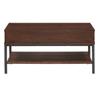 Two-Tone Lift-Top Coffee Table with Storage - Wood Grain & Gold Metal