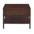 Two-Tone Lift-Top Coffee Table with Storage - Wood Grain & Gold Metal