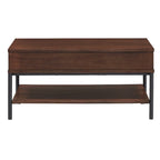 Two-Tone Lift-Top Coffee Table with Storage - Wood Grain & Gold Metal