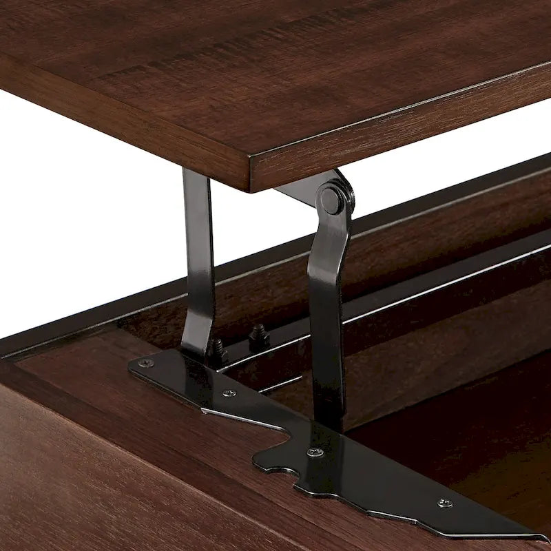 Two-Tone Lift-Top Coffee Table with Storage - Wood Grain & Gold Metal