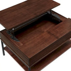 Two-Tone Lift-Top Coffee Table with Storage - Wood Grain & Gold Metal