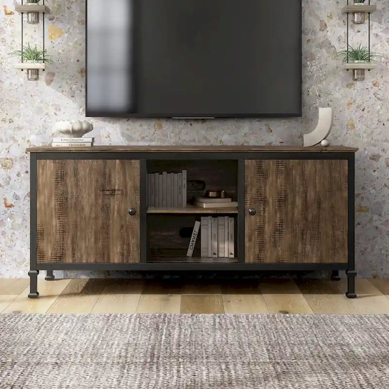 Mobile TV multi-funzionale in legno rovere rustico Dele da 60 pollici di Furniture of America