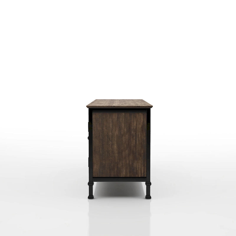 Dele Rustic Oak 60-inch Wood Multi-functional Storage TV Console by Furniture of America