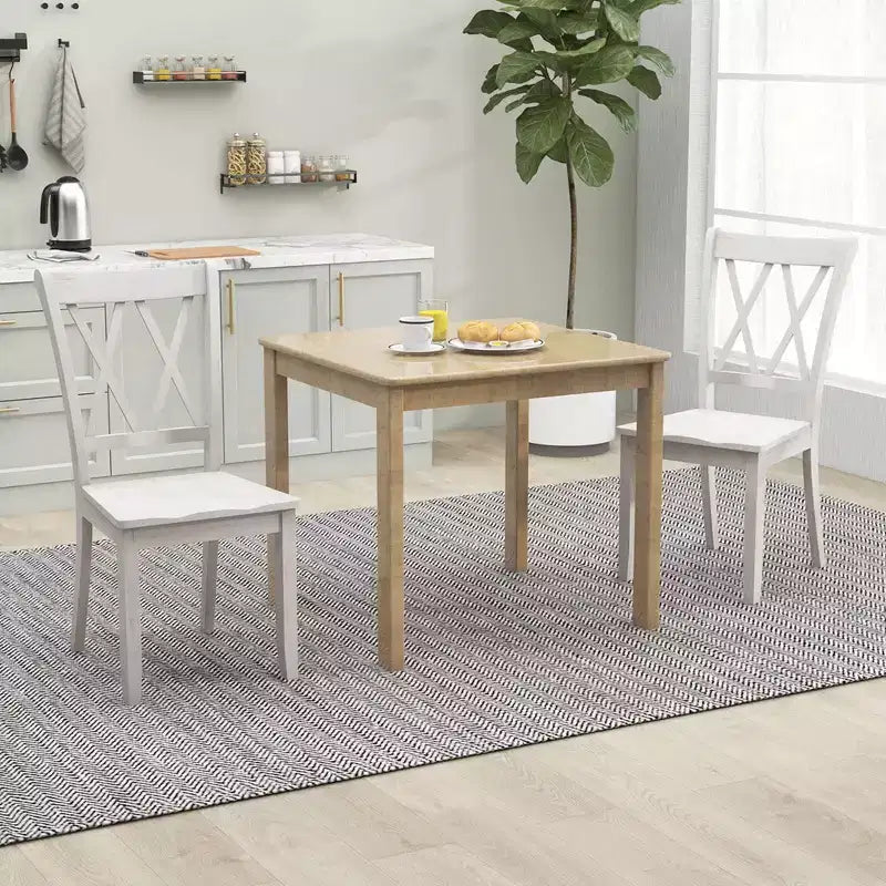 Costway Wooden Dining Chairs Set of 2/4 with Ergonomic Seat Rubber Wood Frame & High Backrest