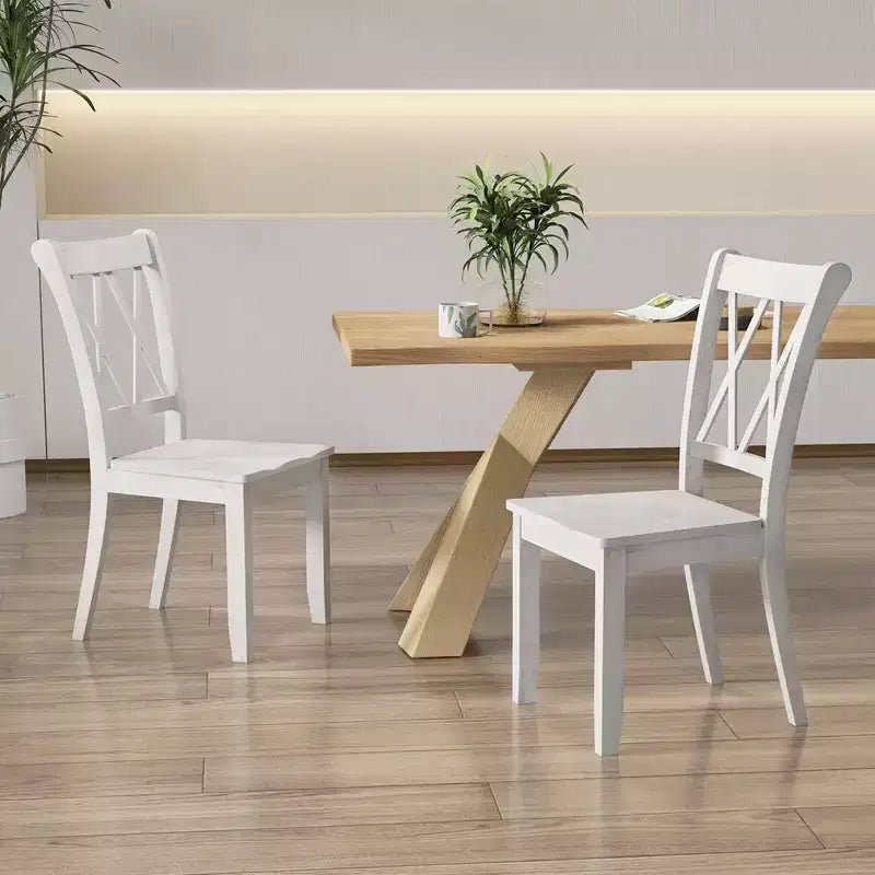 Costway Wooden Dining Chairs Set of 2/4 with Ergonomic Seat Rubber Wood Frame & High Backrest