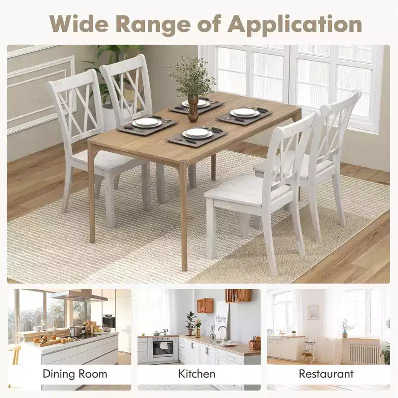 Costway Wooden Dining Chairs Set of 2/4 with Ergonomic Seat Rubber Wood Frame & High Backrest