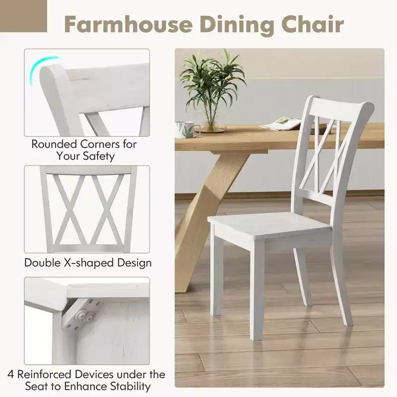 Costway Wooden Dining Chairs Set of 2/4 with Ergonomic Seat Rubber Wood Frame & High Backrest