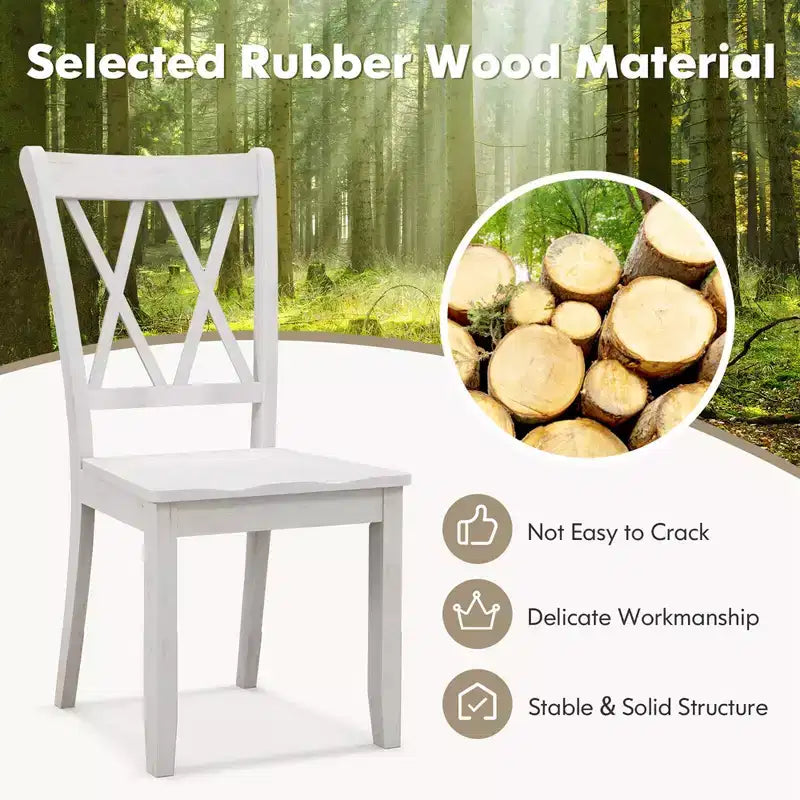 Costway Wooden Dining Chairs Set of 2/4 with Ergonomic Seat Rubber Wood Frame & High Backrest