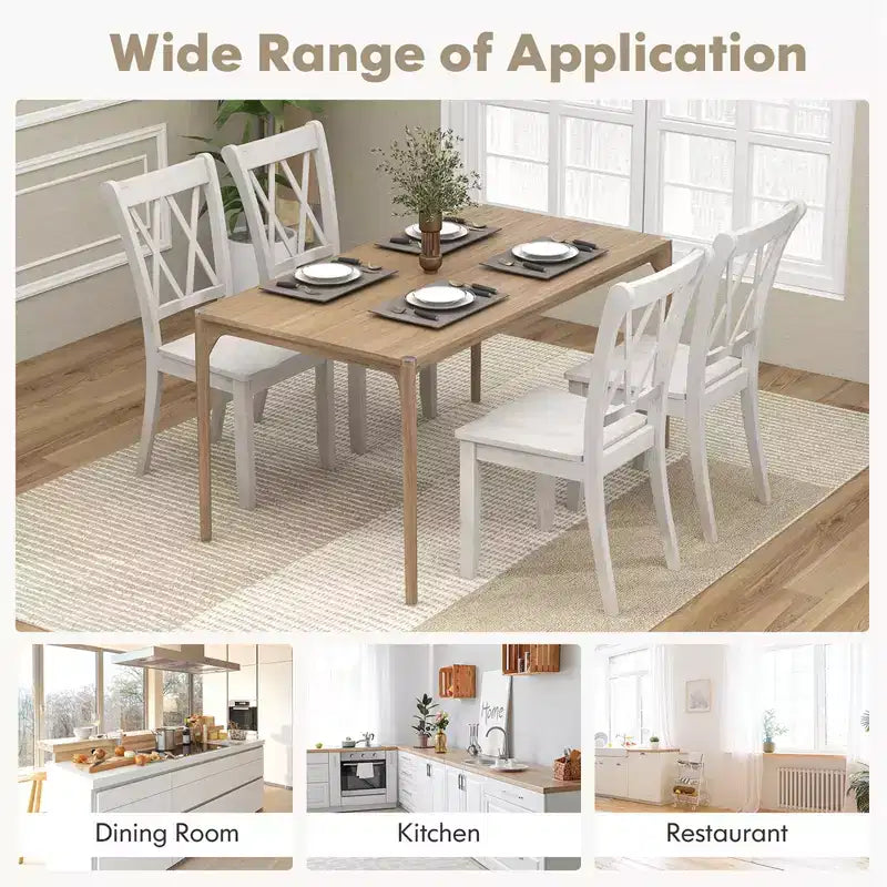 Costway Wooden Dining Chairs Set of 2/4 with Ergonomic Seat Rubber Wood Frame & High Backrest
