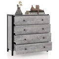 Costway 4-Drawer Dresser Modern Chest of Drawers Wooden Storage Dresser Grey/Oak