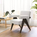 Costway 1/2 PCS Upholstered Armchair Modern Accent Chair with Natural Rubber Wood Legs