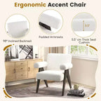 Costway 1/2 PCS Upholstered Armchair Modern Accent Chair with Natural Rubber Wood Legs