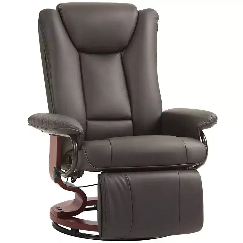 HOMCOM Swivel Recliner Chair, PU Leather Reclining Chair for Living Room, Modern Recliner Sofa with Footrest