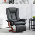 HOMCOM Swivel Recliner Chair, PU Leather Reclining Chair for Living Room, Modern Recliner Sofa with Footrest