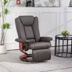 HOMCOM Swivel Recliner Chair, PU Leather Reclining Chair for Living Room, Modern Recliner Sofa with Footrest
