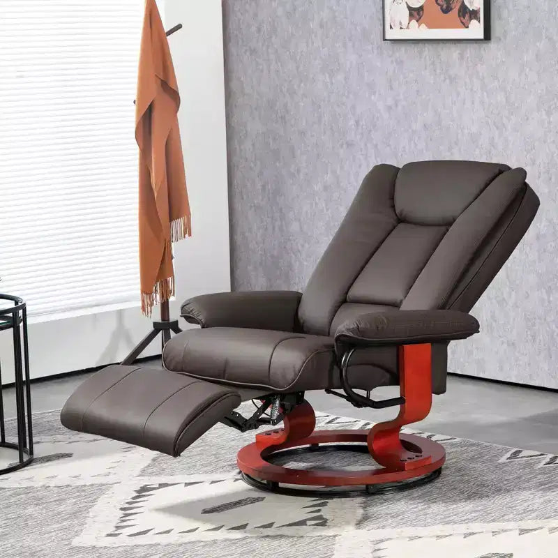 HOMCOM Swivel Recliner Chair, PU Leather Reclining Chair for Living Room, Modern Recliner Sofa with Footrest
