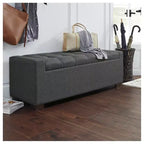 Panca contenitore Cortwell di Signature Design by Ashley – Rivestita in poliestere grigio con cuscino trapuntato