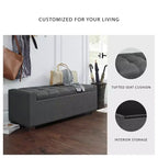 Panca contenitore Cortwell di Signature Design by Ashley – Rivestita in poliestere grigio con cuscino trapuntato