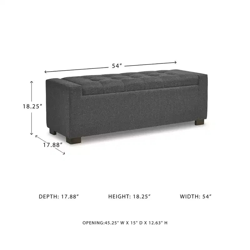 Panca contenitore Cortwell di Signature Design by Ashley – Rivestita in poliestere grigio con cuscino trapuntato