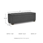 Panca contenitore Cortwell di Signature Design by Ashley – Rivestita in poliestere grigio con cuscino trapuntato
