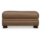 Signature Design by Ashley Traditional Carianna Leather Ottoman, Caramel