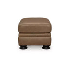 Signature Design by Ashley Traditional Carianna Leather Ottoman, Caramel