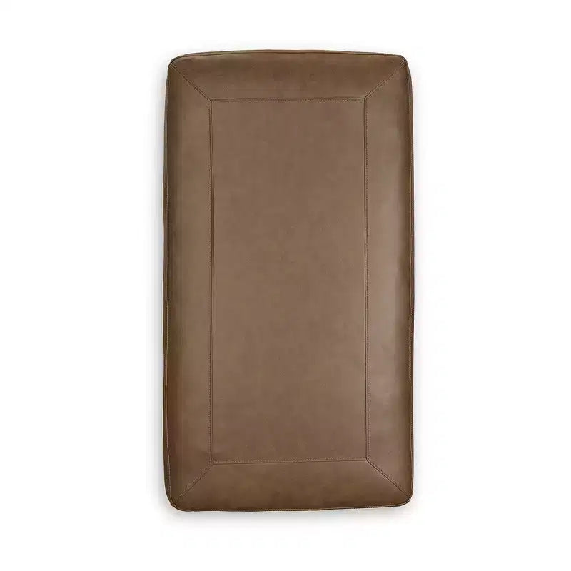 Signature Design by Ashley Traditional Carianna Leather Ottoman, Caramel