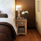 Costway Contemporary Chair Side End Table Compact Table w/ Drawer Nightstand Tawny