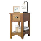 Costway Contemporary Chair Side End Table Compact Table w/ Drawer Nightstand Tawny
