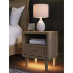 Signature Design by Ashley Cielden Modern Nightstand with USB Charging, Two-Tone Brown