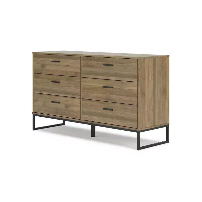 Signature Design by Ashley Deanlow 6 Drawer Dresser, Honey Brown