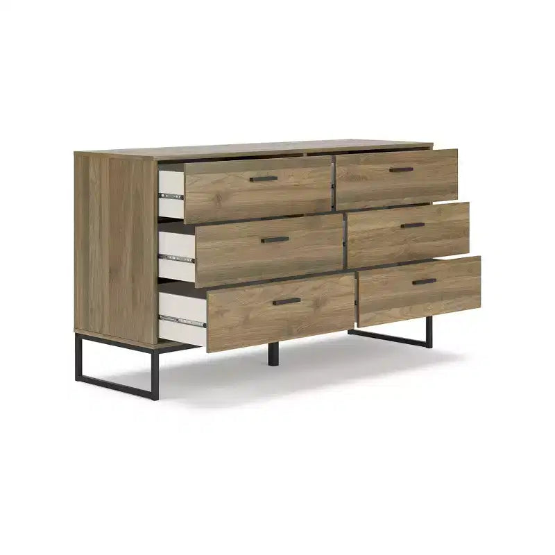 Signature Design by Ashley Deanlow 6 Drawer Dresser, Honey Brown