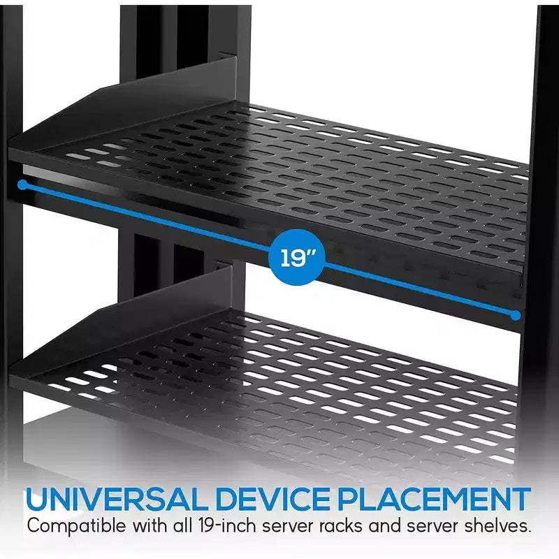 Pyle 1UX2 Server Rack Shelves - Universal Device Server Rack Mounting Tray - Black