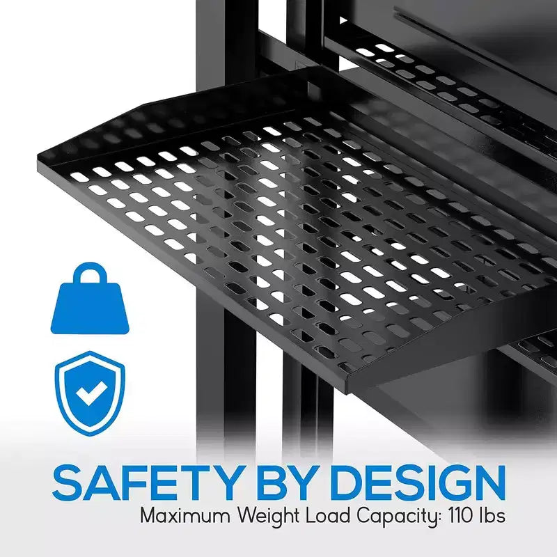 Pyle 1UX2 Server Rack Shelves - Universal Device Server Rack Mounting Tray - Black