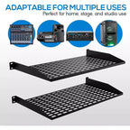 Pyle 1UX2 Server Rack Shelves - Universal Device Server Rack Mounting Tray - Black