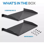 Pyle 1UX2 Server Rack Shelves - Universal Device Server Rack Mounting Tray - Black