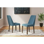 Signature Design by Ashley Lyncott Sedia da Pranzo Imbottita Contemporanea con Cuscino in Schiuma, Set da 2, Blu e Marrone