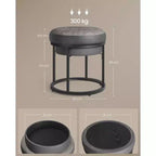 LUIZ Collection - Ottoman Footstool, Round Ottoman, Vanity Chair Stool, Footrest, Reversible Top, Side Table