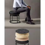 LUIZ Collection - Ottoman Footstool, Round Ottoman, Vanity Chair Stool, Footrest, Reversible Top, Side Table