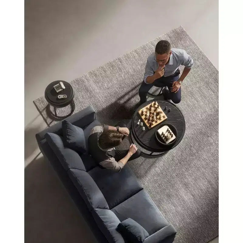 LUIZ Collection - Ottoman Footstool, Round Ottoman, Vanity Chair Stool, Footrest, Reversible Top, Side Table