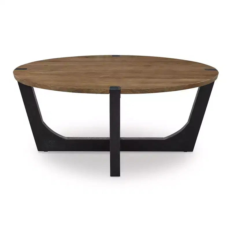 Signature Design by Ashley Hanneforth Round Coffee Table, Brown/Black
