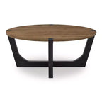 Signature Design by Ashley Hanneforth Round Coffee Table, Brown/Black