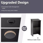 Costway Wooden Floor Standing Podium Speaking Lectern w/ Adjustable Shelf & Pen Tray & Cable Holes Brown/Black