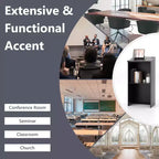 Costway Wooden Floor Standing Podium Speaking Lectern w/ Adjustable Shelf & Pen Tray & Cable Holes Brown/Black