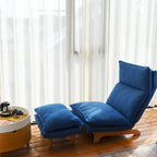 Blue Upholstered Foldable Reclining Leisure Chair - 48.00 x 27.56 x 37.01