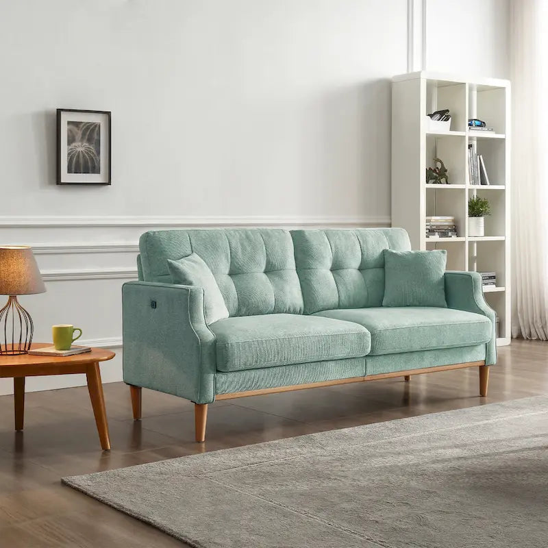 Upholstered Sofa with Waterproof Fabric and USB Port - 32.30 x 70.10 x 35.03