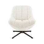 HOMLUX Modern Swivel Accent Chair Fabric Upholstered Lounge Chairs with Metal Legs Armless Sofa Chairs for Living Room&Bedroom,Off White