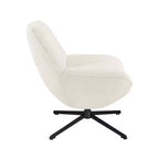 HOMLUX Modern Swivel Accent Chair Fabric Upholstered Lounge Chairs with Metal Legs Armless Sofa Chairs for Living Room&Bedroom,Off White