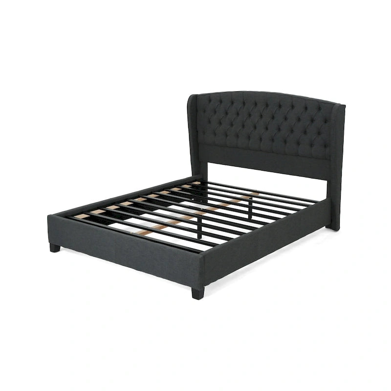 Low-Profile Upholstered King Size Platform Bed with Integrated Support